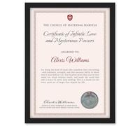 Artery8 Personalised Certificate Mother Infinite Love Mysterious Powers A4 Black Framed Diploma Novelty Award Thank You