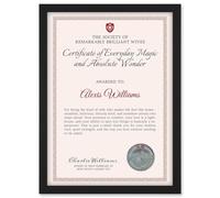 Artery8 Personalised Certificate Wife Remarkably Brilliant A4 Black Framed Diploma Novelty Award Thank You Valentines Anniversary