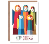 Artery8 Personalised Christmas Card Colourful Angels Abstract Geometric Design