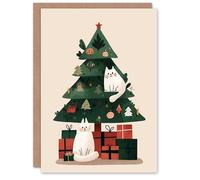 Artery8 Personalised Christmas Card Decorated Tree With Two Pet Cats and Presents