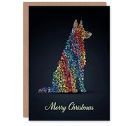 Artery8 Personalised Christmas Card Dog Lover Rainbow Colour Trees Pet Silhouette