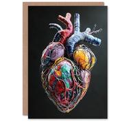 Artery8 Personalised Colourful Anatomical Human Heart Bold Modern For Him Or Her Art Birthday Card