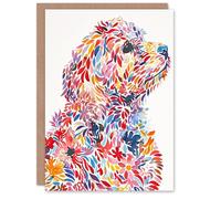 Artery8 Personalised Colourful Floral Labradoodle Dog Lover Design For Him Or Her Art Birthday Card