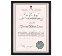 Artery8 Personalised Custom Name Certificate Guild of Village Idiots Funny A4 Framed Wall Art Print