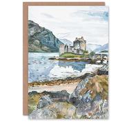Artery8 Personalised Eilean Donan Castle Loch Lake Scotland Landscape Blank For Him Or Her Art Birthday Card