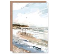 Artery8 Personalised Filey Beach Watercolour Coastal Landscape England Blank For All Him Or Her Art Birthday Greeting Card