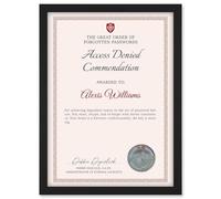 Artery8 Personalised Fun Fake Certificate Access Denied Commendation Funny Gag A4 Black Framed Work Office Diploma Novelty Award