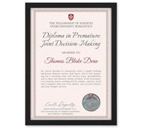 Artery8 Personalised Fun Fake Certificate Engagement Funny Gag Fun Joke A4 Black Framed Diploma Novelty Award Marriage Wedding