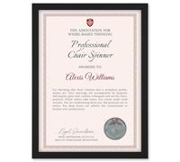 Artery8 Personalised Fun Fake Certificate Professional Chair Spinner Funny Gag A4 Black Framed Work Office Diploma Novelty Award