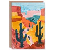 Artery8 Personalised Grand Canyon Saguaro Cactus Arizona Landscape Blank For Him Or Her Art Birthday Card