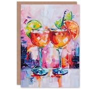 Artery8 Personalised Greeting Card Aperol Spritz Cocktails Oil Painting Colourful For Him Or Her Art Birthday Card