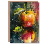 Artery8 Personalised Greeting Card Apple Still Life Modern Artwork Fruit Mirror For Him Or Her Art Birthday Card