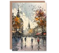 Artery8 Personalised Greeting Card Bishop Auckland Castle Modern Artwork Autumnal For Him Or Her Art Birthday Card