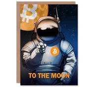Artery8 Personalised Greeting Card Bitcoin To Moon Crypto Astronaut Satoshi Blank For Him Or Her Art Birthday Card
