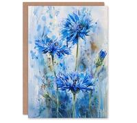 Artery8 Personalised Greeting Card Cornflowers Blue Flower Watercolour Painting Birthday Card Him Her All