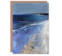 Artery8 Personalised Greeting Card Exmouth Beach Devon England Modern Painting For Him Or Her Art Birthday Card