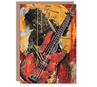 Artery8 Personalised Greeting Card Guitar Player Musician Gig Abstract Painting Birthday Card Him Her All