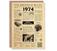Artery8 Personalised Greeting Card Retro Born in 1974 Newspaper 50th Birthday For Him Or Her Art Birthday Card