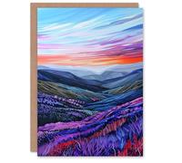Artery8 Personalised Greeting Card Scottish Heather Fields Artwork Purple Hills Birthday Card Him Her All