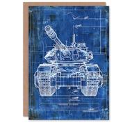 Artery8 Personalised Greeting Card Tank Blueprint Drawing Detailed Military Vehicle Birthday Card Him Her All