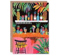 Artery8 Personalised Greeting Card Tiki Bar Tropical Pineapples Bold Colourful Birthday Card Him Her All