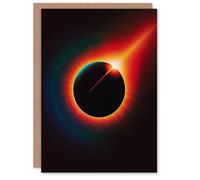 Artery8 Personalised Greeting Card Total Solar Eclipse Orange Blue Ring Fire Design For Him Or Her Art Birthday Card