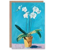 Artery8 Personalised Greeting Card White Orchid Flower Pot Painting Birthday Card Him Her All