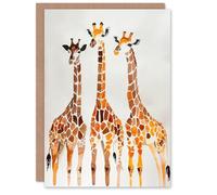 Artery8 Personalised Group of Giraffes Bright Watercolour Safari For Him Or Her Art Birthday Card