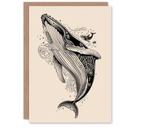 Artery8 Personalised Humpback Whale with Tribal Patterns Tattoo Style For Him Or Her Art Birthday Card
