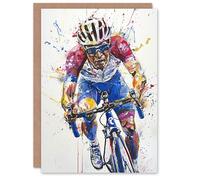 Artery8 Personalised Male Cyclist Action Shot Watercolour Cycling For Him Man Birthday Greeting Card