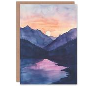 Artery8 Personalised Maroon Lake Atmospheric Sunset Mountain Landscape For Him Or Her Art Birthday Card