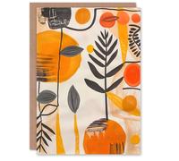 Artery8 Personalised Mid Century Modern Abstract Plant Lover Painting For Him Or Her Art Birthday Card