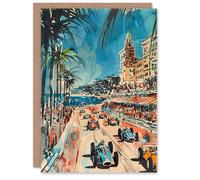 Artery8 Personalised Monaco 1973 Vintage Watercolour Motor Racing For Him Man Birthday Card
