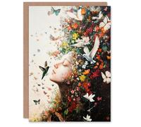 Artery8 Personalised Mother Nature Birds Butterflies Colourful Flowers For Her Woman Birthday Card