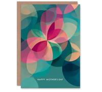 Artery8 Personalised Mother's Day Card For Mum Abstract Floral Flowers Teal And Pink Blank Inside