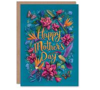 Artery8 Personalised Mother's Day Card For Mum Flowers And Butterflies Blank Inside