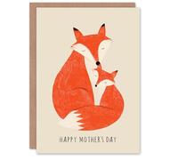 Artery8 Personalised Mother's Day Card For Mum Fox And Cub From Son Daughter Blank Inside