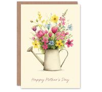 Artery8 Personalised Mother's Day Card For Mum Pastel Colours Gardener Flowers Watering Can Blank Inside