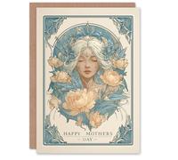 Artery8 Personalised Mother's Day Card For Mum Tarot Goddess Floral Art Nouveau Blank Inside