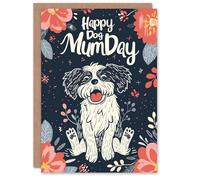 Artery8 Personalised Mother's Day Card Happy Puppy Flowers From Dog For Mum Custom