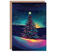 Artery8 Personalised Radiant Decorated Tree Winter Night For Him Or Her Art Christmas Card