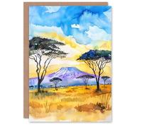 Artery8 Personalised Savanna Sunrise Mount Kilimanjaro Tanzania For Him Or Her Art Birthday Card
