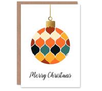 Artery8 Personalised Single Mid Century Modern Colourful Bauble For Him Or Her Art Christmas Card