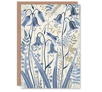 Artery8 Personalised Spring Bluebells Bright Flower Painting Botanical For Her Woman Birthday Greeting Card