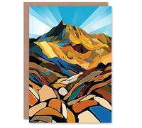 Artery8 Personalised Stylised Scafell Pike Mountain Peaks Landscape For All Him Or Her Art Birthday Greeting Card