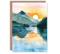 Artery8 Personalised Sun Rising Over Lake Blanche Mountain Landscape Blank For Him Or Her Art Birthday Card