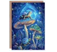 Artery8 Personalised Turtle Frogs Magic Mushrooms Psychedelic Fantasy For Him Or Her Art Birthday Card