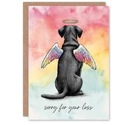 Artery8 Pet Dog Sympathy Greeting Card - Angel Black Labrador Design, Sorry for Your Loss, Blank Inside
