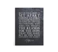 Artery8 Peter 3 15 Set Apart Christ As Bible Quote Canvas Wall Art Print in Grey | Size: W18" x H24" Artery8 Grey W18" x H24"