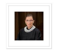 Artery8 Petteway Portrait Judge Justice Ruth Ginsburg Photo 8X8 Inch Square Wooden Framed Wall Art Print Picture with Mount in White Artery8 White